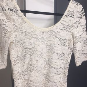 Sheer lace scoop neck top